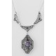 Victorian Style Floral Amethyst Filigree 19 Necklace - Sterling Silver - FN-215-AM