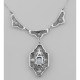 Unique Victorian Style Blue Topaz Filigree Necklace - Sterling Silver - FN-215-BT