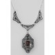 Classic Victorian Style Garnet Filigree Necklace w/ 19 Chain Sterling Silver - FN-215-G
