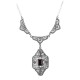 Classic Victorian Style Garnet Filigree Necklace w/ 19 Chain Sterling Silver - FN-215-G