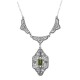 Beautiful Victorian Style Peridot Filigree Necklace 19 Chain - Sterling Silver - FN-215-P