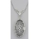 Victorian Style Cubic Zirconia Filigree Necklace with Chain - Sterling Silver - FN-217-CZ