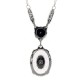Sunray Crystal / Camphor Glass Jet  Diamond Necklace - Sterling Silver - FN-218-SRJ