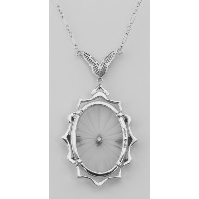 Sunray Crystal / Camphor Glass  Diamond Necklace - Sterling Silver - FN-279-SR