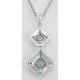 Art Deco Style Genuine Blue Topaz and Filigree Necklace - Sterling Silver - FN-280-BT