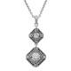 Art Deco CZ Filigree Necklace with 18 Inch Adjustable Chain - Sterling Silver - FN-280-CZ