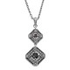 Art Deco Style Genuine Red Garnet and Filigree Necklace - Sterling Silver - FN-280-G