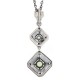 Art Deco Style Genuine Peridot and Filigree Necklace - Sterling Silver - FN-280-P