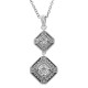 Art Deco White Topaz Filigree Necklace 18 Inch Chain Sterling Silver - FN-280-WT