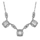 Art Deco Style 3 Gemstone White Topaz Filigree 17.5 In Necklace Sterling Silver - FN-45-WT