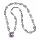 Art Deco Style Genuine Amethyst with 18 Inch Filigree Necklace Sterling Silver - FN-49-AM