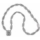 Art Deco Style Genuine White Topaz w/ 18 Inch Filigree Necklace Sterling Silver - FN-49-WT