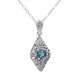 Art Deco Style London Blue Topaz Filigree Pendant with Chain - Sterling Silver - FP-110-LBT