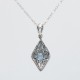 Art Deco Style London Blue Topaz Filigree Pendant with Chain - Sterling Silver - FP-110-LBT