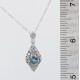 Art Deco Style London Blue Topaz Filigree Pendant with Chain - Sterling Silver - FP-110-LBT