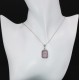 Art Deco Style Filigree Pendant Pink Pressed Glass Crystal Diamond Accents Sterling Silver - FP-371-PINK