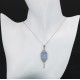 Art Deco Style Blue Sunray Crystal Dangle Filigree Pendant Diamond Accent Sterling Silver - FP-582-BLUE