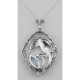Filigree Enamel Bird Pendant w/ 3 Carat Blue Topaz - Sterling Silver - FP-206-BT