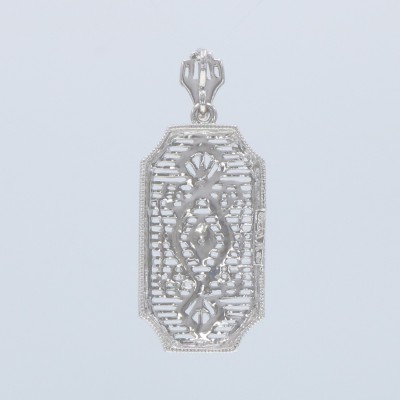14kt White Gold Art Deco Style Diamond Pendant - FP-22-WG