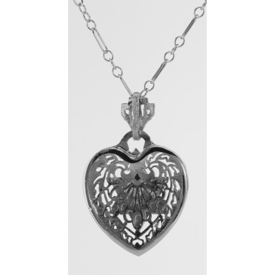 Filigree Heart Pendant w/ Star of David with Chain - Sterling Silver - FP-232