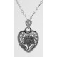 Filigree Heart Pendant w/ Star of David with Chain - Sterling Silver - FP-232