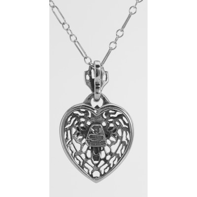 Filigree Heart Pendant with Cross and Chain - Sterling Silver - FP-233