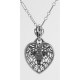 Filigree Heart Pendant with Cross and Chain - Sterling Silver - FP-233