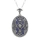 Blue Lapis Filigree Diamond Pendant with Chain - Sterling Silver - FP-28-L