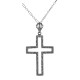 Crystal Quartz Filigree Cross with 18 Inch Chain - Sterling Silver - FP-296-CR