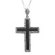 Black Onyx Cross Pendant with 18 Inch Chain - Sterling Silver - FP-296-O