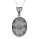 Antique Style Camphor Glass Crystal Filigree Diamond Pendant - Sterling Silver - FP-36-CR