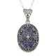 Antique Victorian Style Blue Lapis Filigree Diamond Pendant - Sterling Silver - FP-36-L