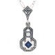 Sapphire and White Topaz Filigree Pendant - Sterling Silver - FP-365-S
