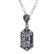 Art Deco Genuine Emerald and White Topaz Filigree Pendant with 18 chain - Sterling Silver - FP-366-E