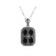 Victorian Style Black Onyx Filigree Diamond Pendant Sterling Silver - FP-37-O