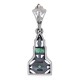 Art Deco Style Genuine Emerald and White Topaz Filigree Pendant Sterling Silver with 18 Deco Chain - FP-373-E