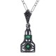 Art Deco Style Genuine Emerald and White Topaz Filigree Pendant Sterling Silver with 18 Deco Chain - FP-373-E