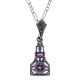 Art Deco Style Genuine Ruby and White Topaz Filigree Pendant Sterling Silver with 18 Deco Chain - FP-373-R