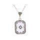 Art Deco Style Diamond and Camphor Glass Crystal Pendant - Sterling Silver - FP-378-SR-D