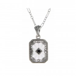 Sunray Crystal - Camphor Glass Sapphire Center Filigree Sterling Silver Pendant