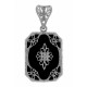 Art Deco Style Black Onyx and Diamond Pendant 14kt White Gold - FP-383-O-WG