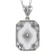 Art Deco Sunray Camphor Glass pendant w/ diamond - Sterling Silver - FP-383-SR