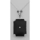 Art Deco Style Black Onyx Filigree Diamond Pendant - Sterling Silver - FP-383-O-SR
