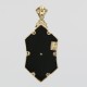 Lovely Floral Victorian Style Black Onyx Filigree Pendant w/ Diamond 14kt Yellow Gold - FP-397-O-YG