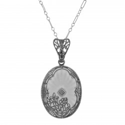 Sunray Crystal / Camphor Glass Diamond Pendant - Sterling Silver
