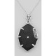 Victorian Style Black Onyx Filigree Diamond Pendant with chain - Sterling Silver - FP-43-O