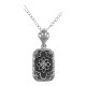 Genuine Black Onyx Filigree Pendant w/ Diamond - Sterling Silver - FP-52-O