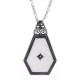 Art Deco Style Camphor Glass Filigree Pendant Diamond  Chain Sterling Silver - FP-528-CR