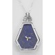 Art Deco Style Blue Lapis Filigree Pendant Diamond  Chain - Sterling Silver - FP-528-L