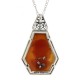 Art Deco Style Hand Carved Italian Cameo Diamond Pendant Sterling Silver - FP-536-SH